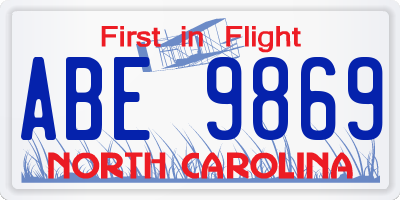 NC license plate ABE9869