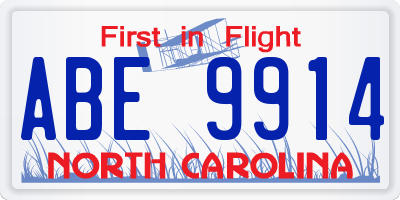 NC license plate ABE9914
