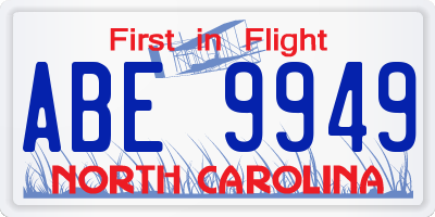 NC license plate ABE9949