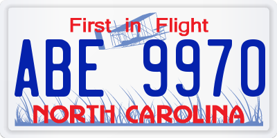NC license plate ABE9970