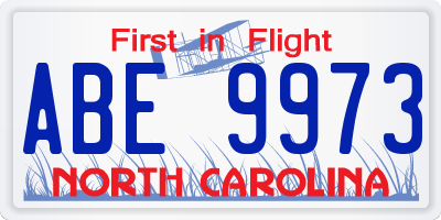NC license plate ABE9973