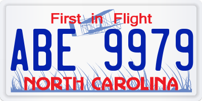 NC license plate ABE9979