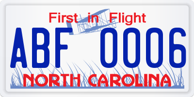 NC license plate ABF0006