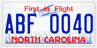 NC license plate ABF0040