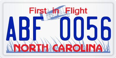 NC license plate ABF0056