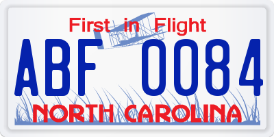 NC license plate ABF0084