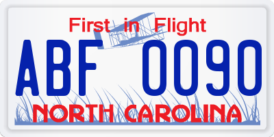 NC license plate ABF0090