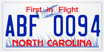 NC license plate ABF0094
