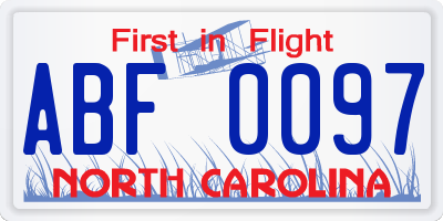NC license plate ABF0097