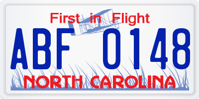 NC license plate ABF0148
