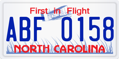 NC license plate ABF0158
