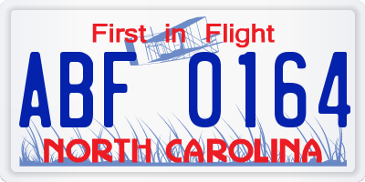 NC license plate ABF0164