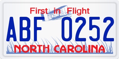 NC license plate ABF0252