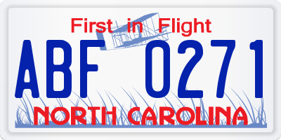 NC license plate ABF0271