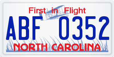 NC license plate ABF0352