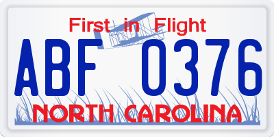 NC license plate ABF0376