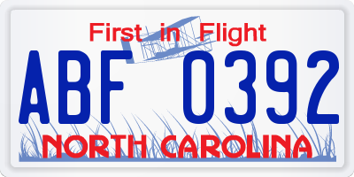 NC license plate ABF0392