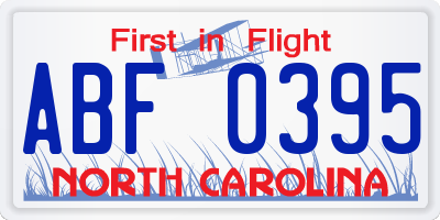 NC license plate ABF0395