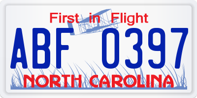 NC license plate ABF0397