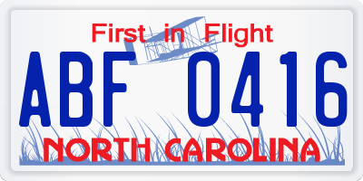 NC license plate ABF0416
