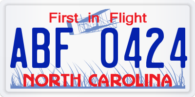 NC license plate ABF0424