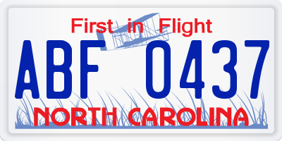 NC license plate ABF0437