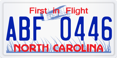 NC license plate ABF0446