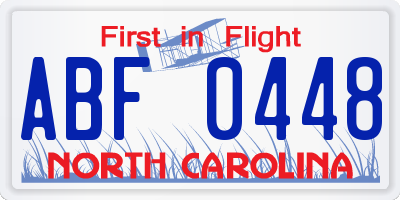 NC license plate ABF0448