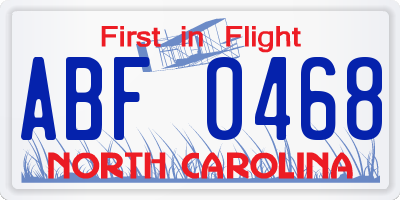 NC license plate ABF0468