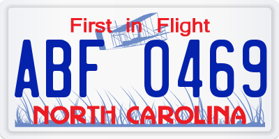 NC license plate ABF0469