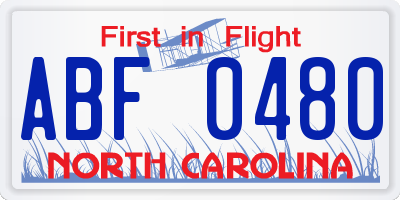 NC license plate ABF0480