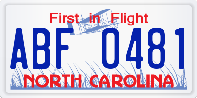 NC license plate ABF0481