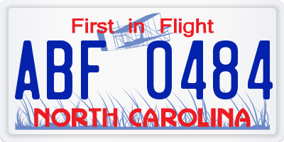 NC license plate ABF0484