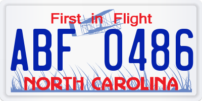 NC license plate ABF0486