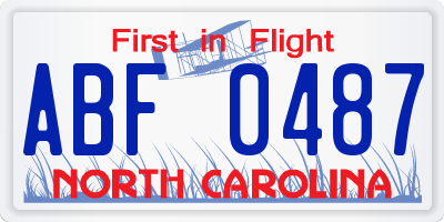 NC license plate ABF0487