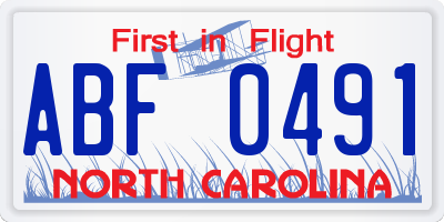 NC license plate ABF0491