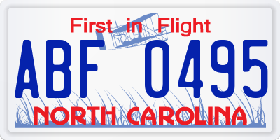 NC license plate ABF0495