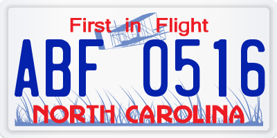 NC license plate ABF0516