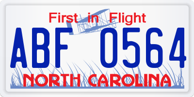 NC license plate ABF0564