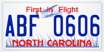 NC license plate ABF0606