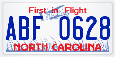 NC license plate ABF0628