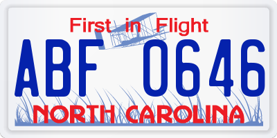 NC license plate ABF0646
