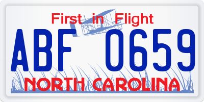 NC license plate ABF0659