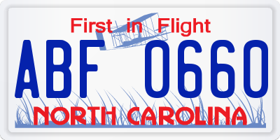 NC license plate ABF0660