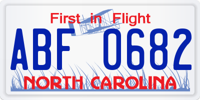NC license plate ABF0682