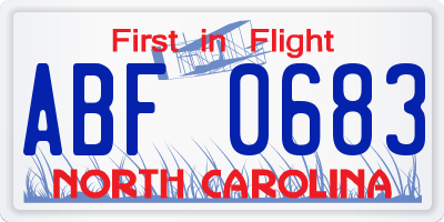 NC license plate ABF0683