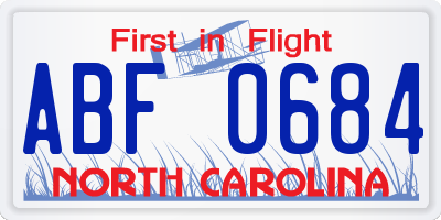 NC license plate ABF0684