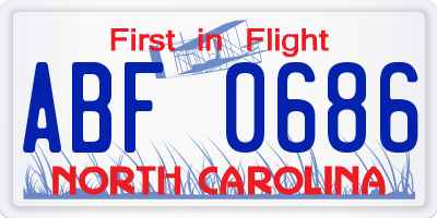 NC license plate ABF0686