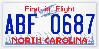 NC license plate ABF0687