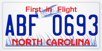 NC license plate ABF0693